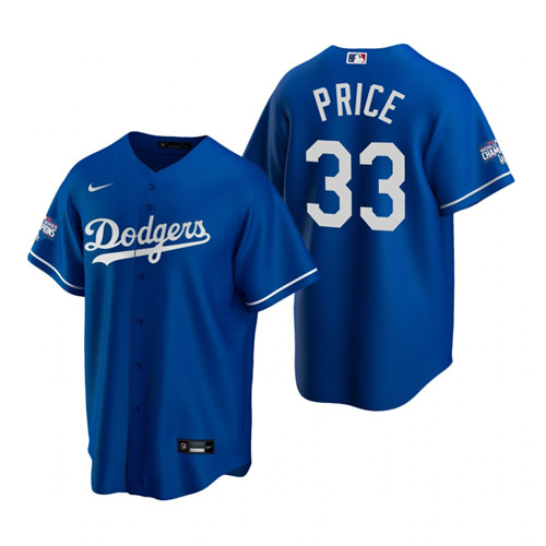 Los Angeles Dodgers33  David Price Royal 2020 World Series Champions Replica Jersey