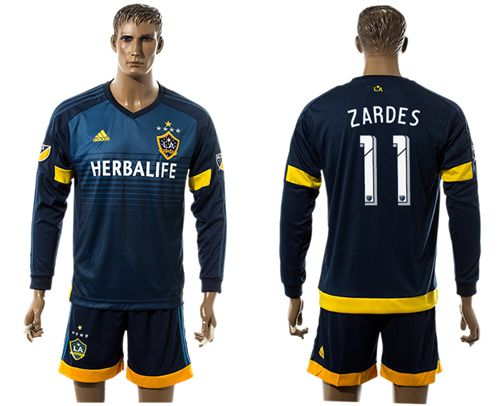 Los Angeles Galaxy #11 Zardes Away Long Sleeves Soccer Club Jersey