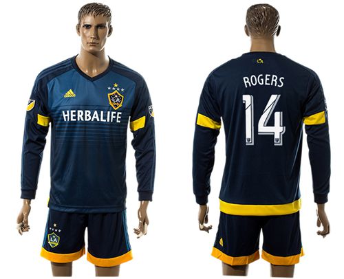Los Angeles Galaxy #14 Rogers Away Long Sleeves Soccer Club Jersey