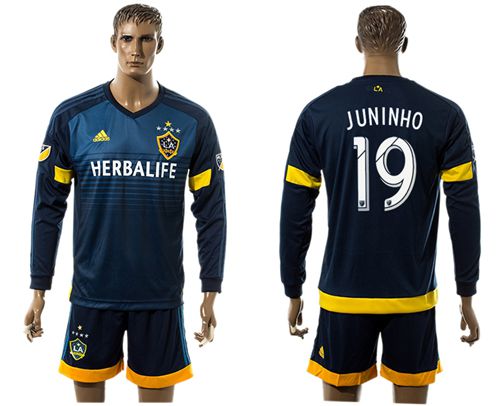 Los Angeles Galaxy #19 Juninho Away Long Sleeves Soccer Club Jersey