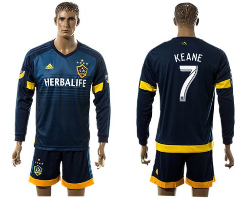 Los Angeles Galaxy #7 Keane Away Long Sleeves Soccer Club Jersey