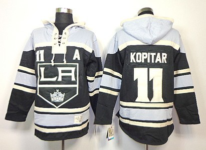 Los Angeles Kings #11 Anze Kopitar Black Old Time Hockey hoodies Stitched