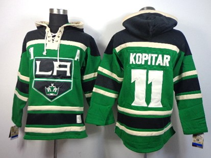 Los Angeles Kings #11 Anze Kopitar Green Old Time Hockey hoodies Stitched