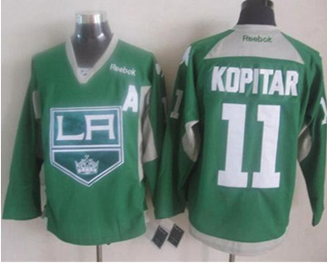 Los Angeles Kings #11 Anze Kopitar Green Practice Stitched NHL Jersey