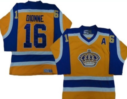 Los Angeles Kings #16 Marcel Dionne Gold Purple CCM Vintage Throwback Jersey Stitched