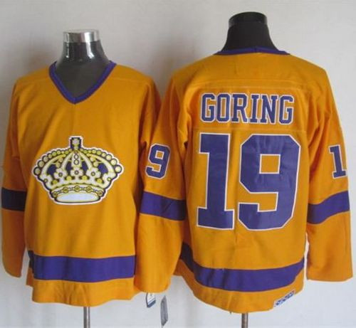 Los Angeles Kings #19 Butch Goring Yellow Purple CCM Throwback Stitched NHL Jersey