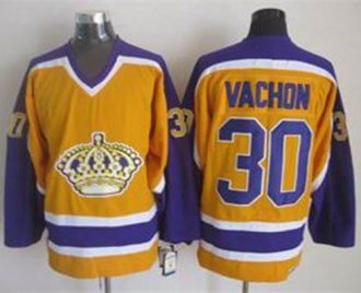 Los Angeles Kings #30 Rogie Vachon Yellow CCM Throwback Stitched NHL Jersey