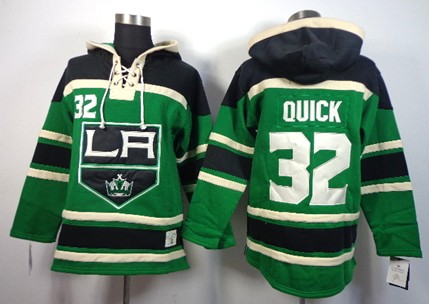 Los Angeles Kings #32 Jonathan Quick Green Old Time Hockey hoodies Stitched
