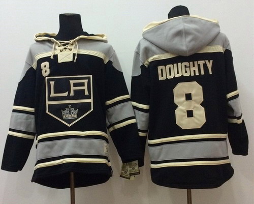 Los Angeles Kings #8 Drew Doughty Black Old Time Hockey Hoodie Stitched