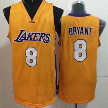 Los Angeles Lakers #8 Kobe Bryant Gold Throwback Stitched NBA Jersey