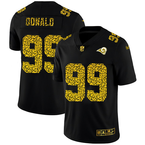 Los Angeles Rams #99 Aaron Donald Men's Nike Leopard Print Fashion Vapor Limited NFL Jersey Black