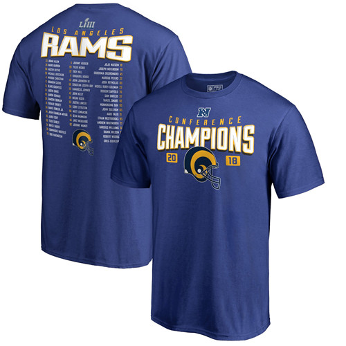 Los Angeles Rams NFL Pro Line By Fanatics Branded 2018 NFC Champions Free Safety Roster T-Shirt Royal