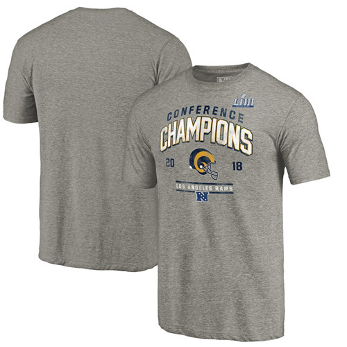 Los Angeles Rams NFL Pro Line By Fanatics Branded 2018 NFC Champions Halfback Sweep Tri Blend T-Shirt Heather Gray