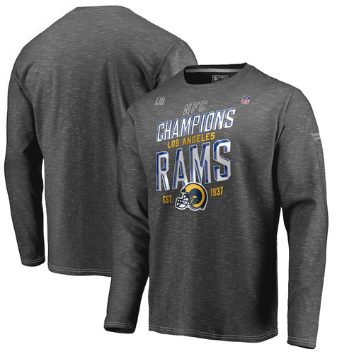 Los Angeles Rams NFL Pro Line By Fanatics Branded 2018 NFC Champions Trophy Collection Locker Room Long Sleeve T-Shirt Heather Charcoal