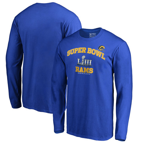 Los Angeles Rams NFL Pro Line By Fanatics Branded Super Bowl LIII Bound Heart & Soul Long Sleeve T-Shirt Royal