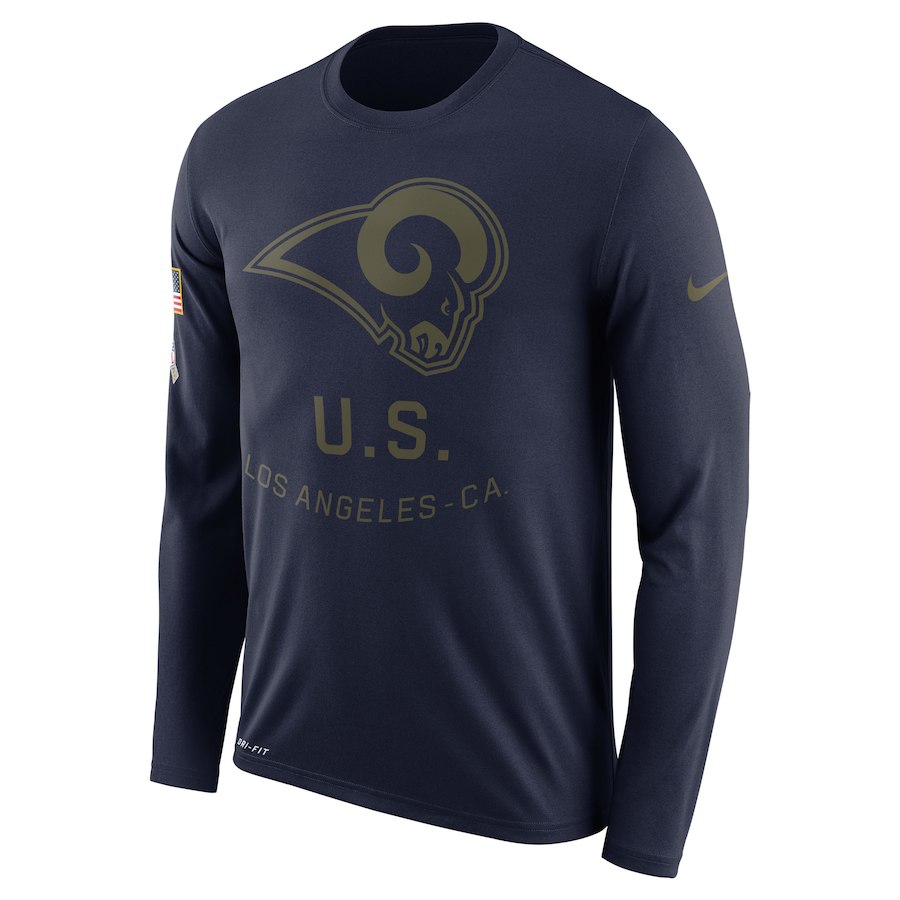 Los Angeles Rams Nike Salute To Service Sideline Legend Performance Long Sleeve T-Shirt Navy