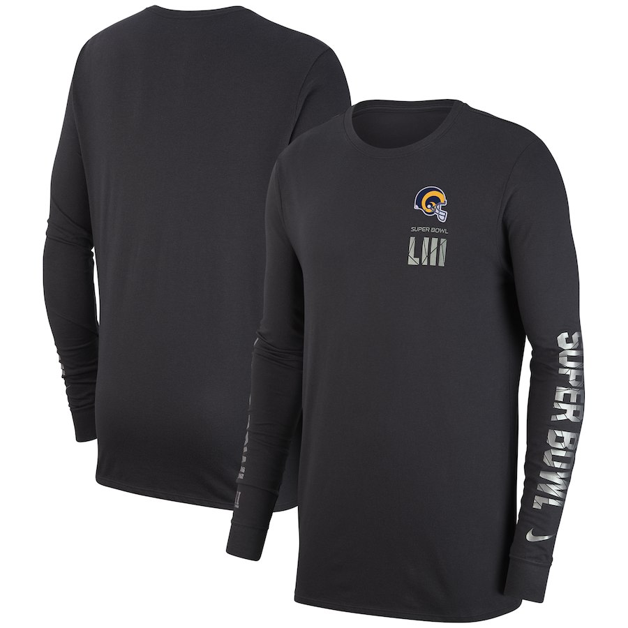 Los Angeles Rams Nike Super Bowl LIII Bound Media Night Long Sleeve T-Shirt Charcoal
