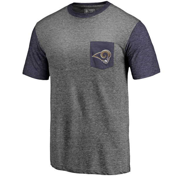 Los Angeles Rams Pro Line By Fanatics Branded Heathered Gray Navy Refresh Pocket T-Shirt