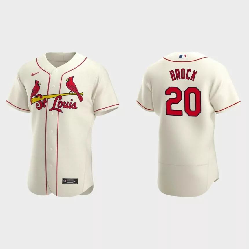 Lou Brock #20 St. Louis Cardinals 2020 Alternate Authentic Team Jersey – Cream
