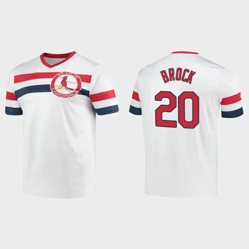 Lou Brock St. Louis Cardinals Cooperstown Collection V-Neck Jersey – White