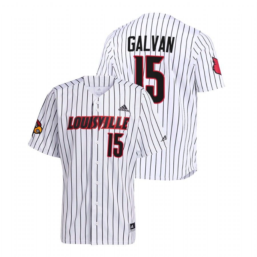 Louisville Cardinals Alex Galvan Men White College Baseball Pinstripe Jersey