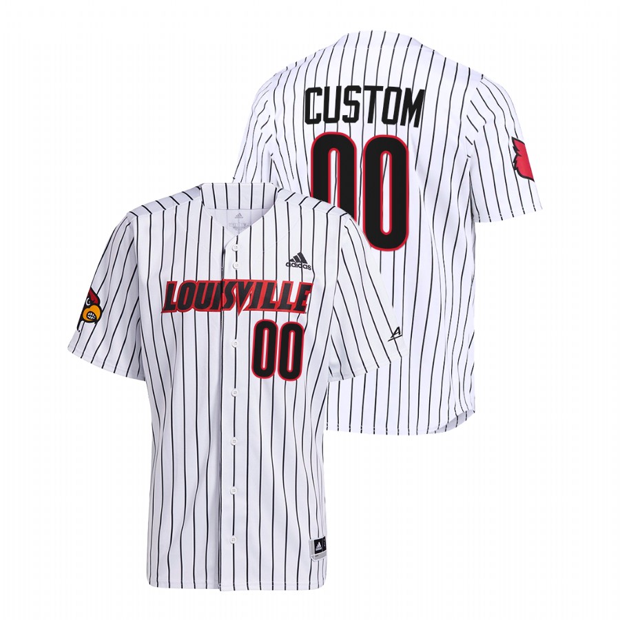 Louisville Cardinals Custom Men White College Baseball Pinstripe Jersey
