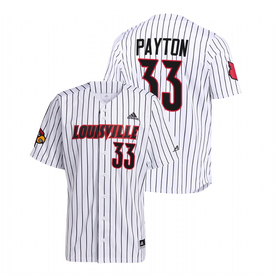 Louisville Cardinals Jack Payton Men White College Baseball Pinstripe Jersey