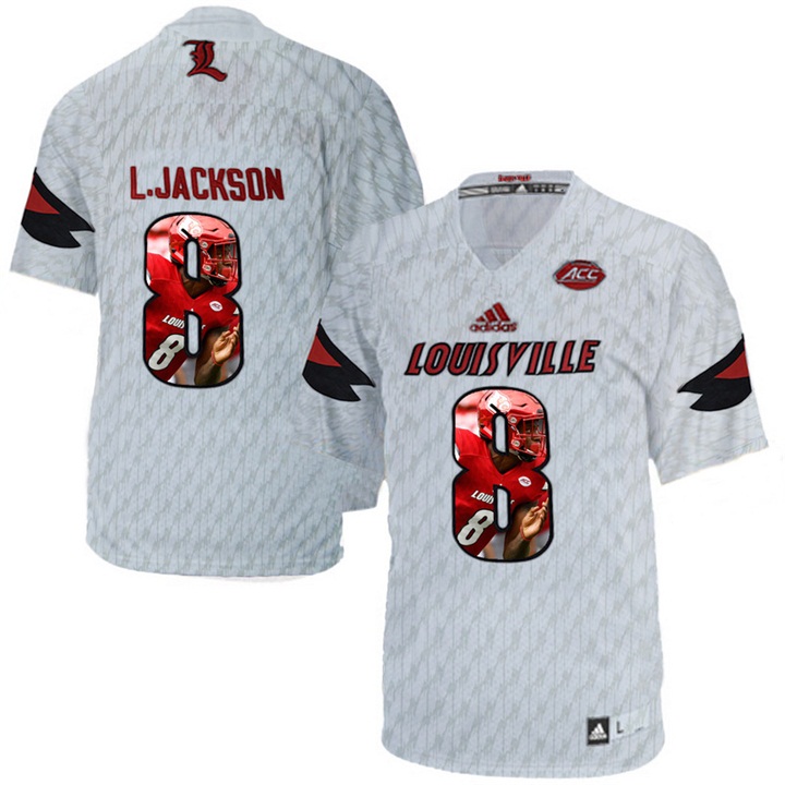Louisville Cardinals Lamar Johnson White Printing Player Portrait Football Jersey