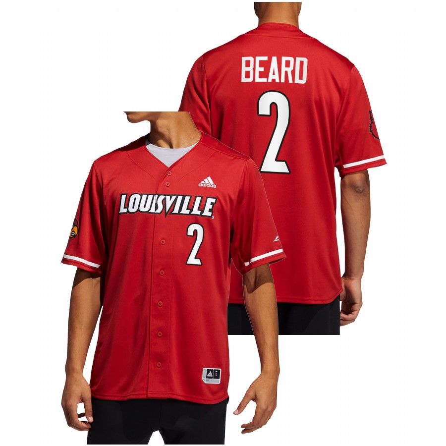 Louisville Cardinals Logan Beard Men Red Button-Up Baseball Jersey