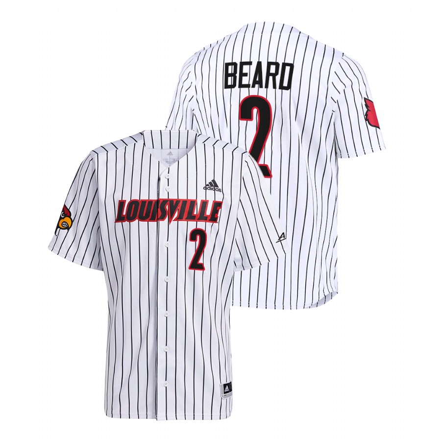 Louisville Cardinals Logan Beard Men White College Baseball Pinstripe Jersey