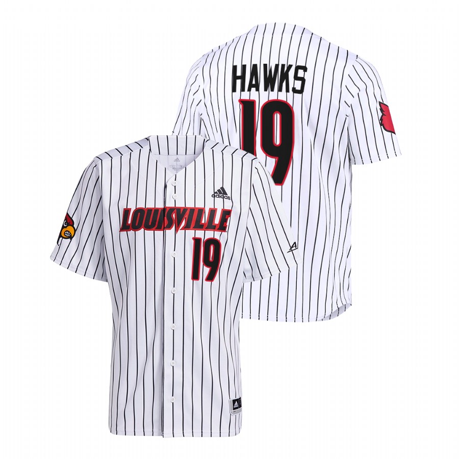 Louisville Cardinals Ryan Hawks Men White College Baseball Pinstripe Jersey