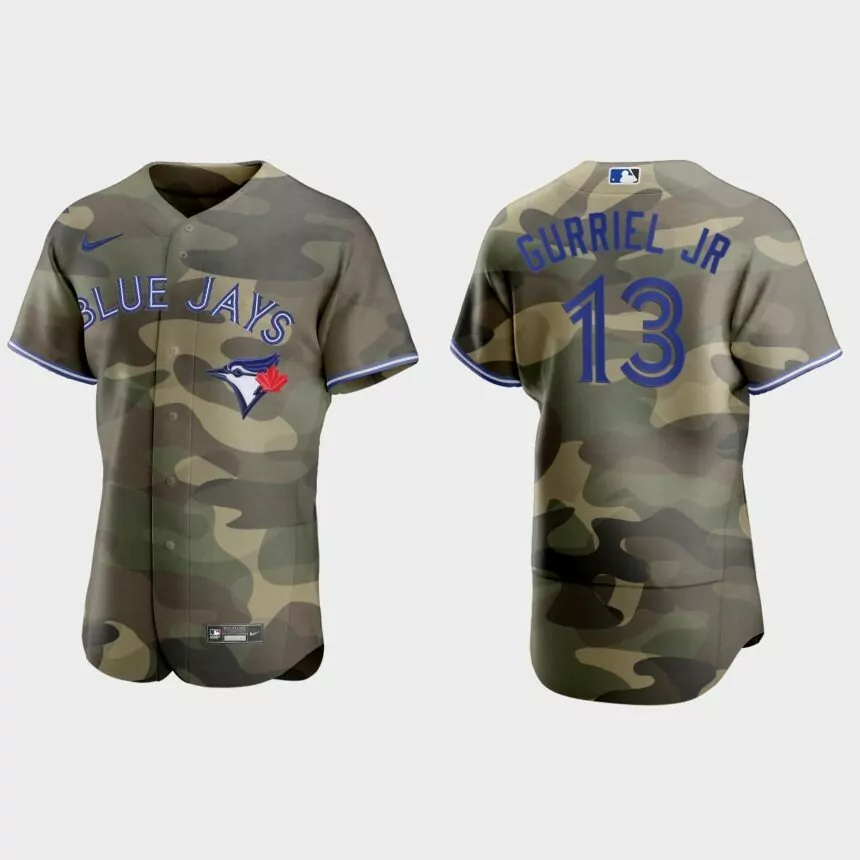 Lourdes Gurriel Jr. Toronto Blue Jays 2021 National Armed Forces Day Authentic Jersey – Camo