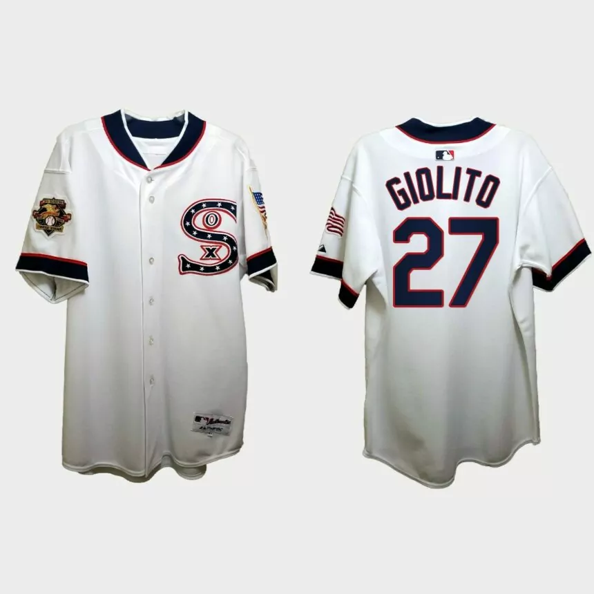 Lucas Giolito Chicago White Sox Independence Day 1917 Throwback Jersey – White
