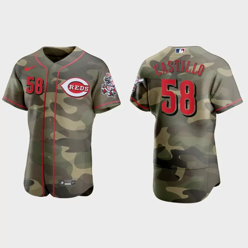 Luis Castillo Cincinnati Reds 2021 National Armed Forces Day Authentic Jersey – Camo