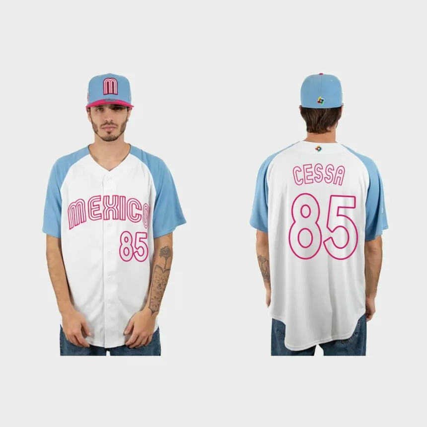 Luis Cessa Mexico Baseball 2023 World Baseball Classic Jersey – White Blue