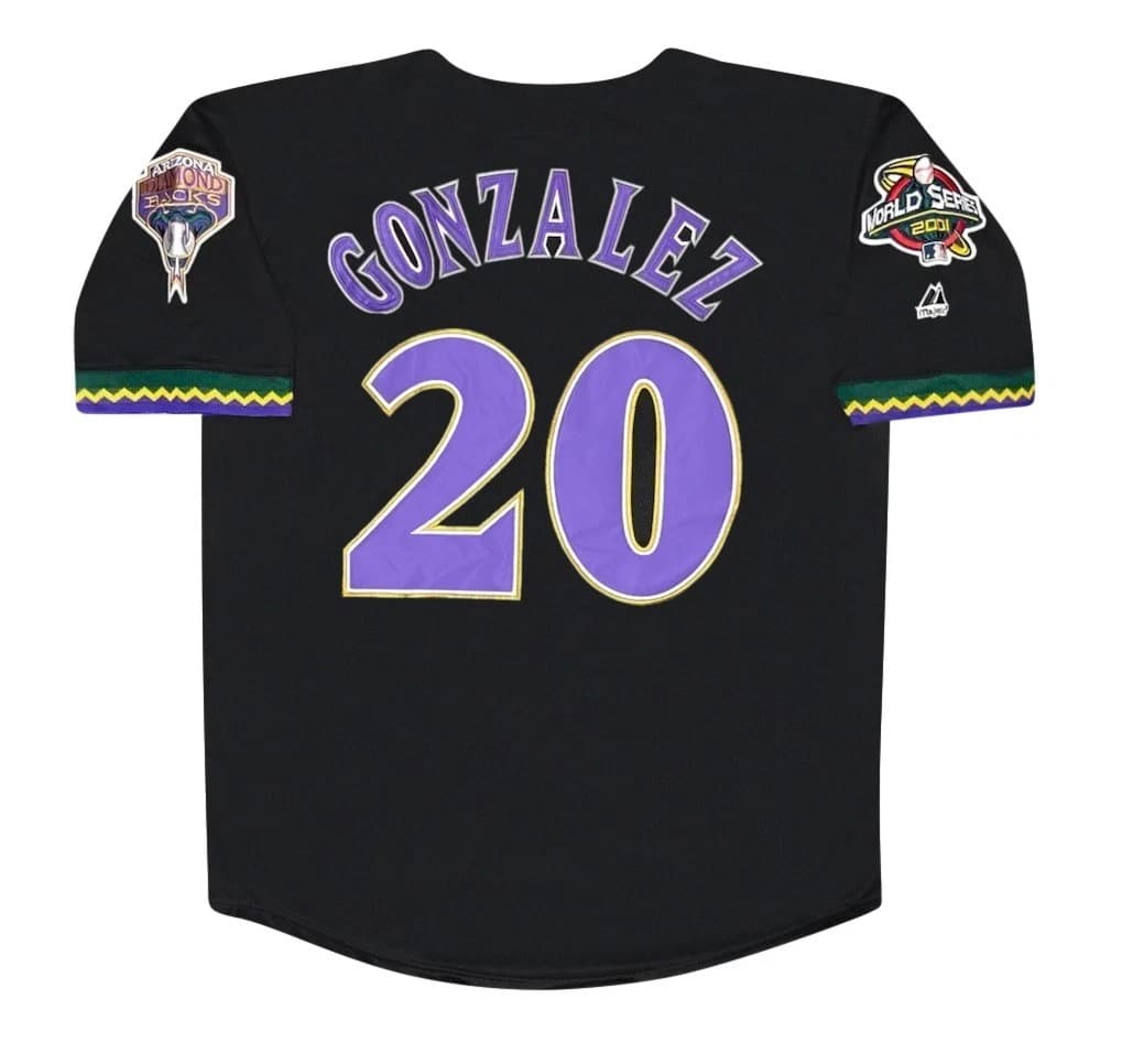 Luis Gonzalez Arizona Diamondbacks 2001 World Series Black Jersey Men’s Large
