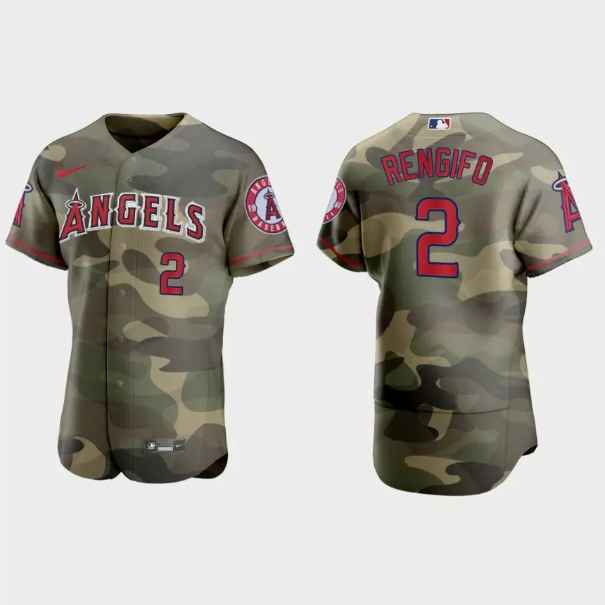 Luis Rengifo Los Angeles Angels 2021 National Armed Forces Day Authentic Jersey – Camo