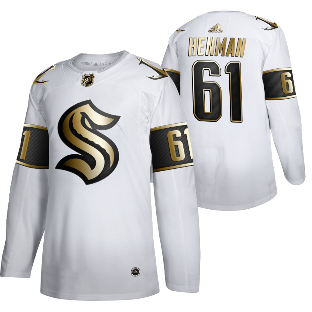 Luke Henman Seattle Kraken White Golden Edition Jersey 2021 Expansion Draft