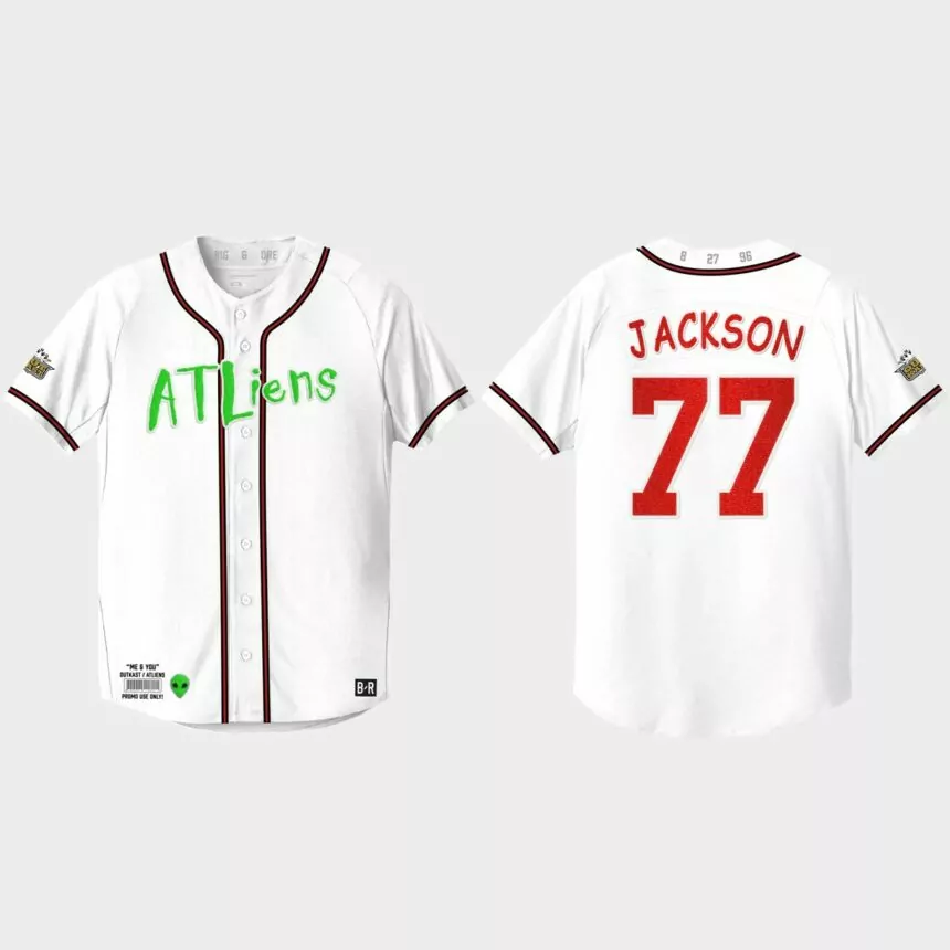 Luke Jackson Atlanta Braves 25th Anniversary Baseball Outkast Jersey – White