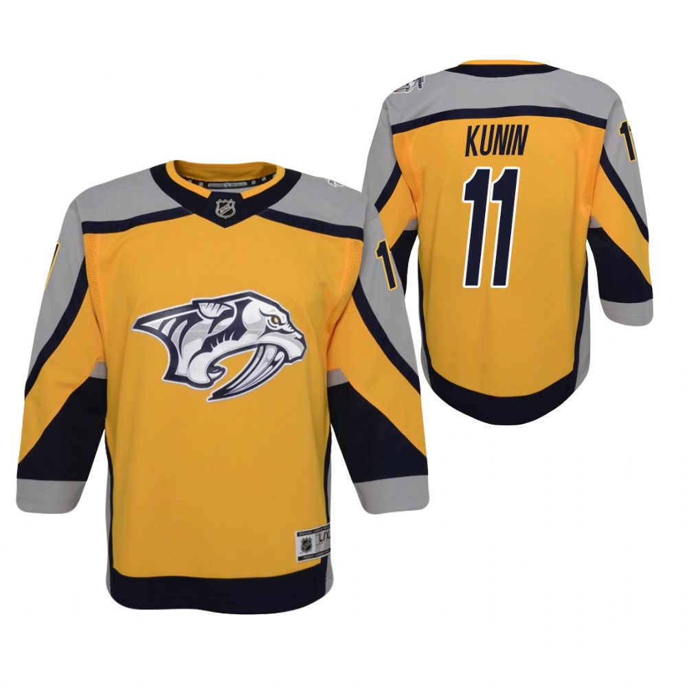 Luke Kunin Nashville Predators 2021 Reverse Retro Gold Youth Jersey Special Edition
