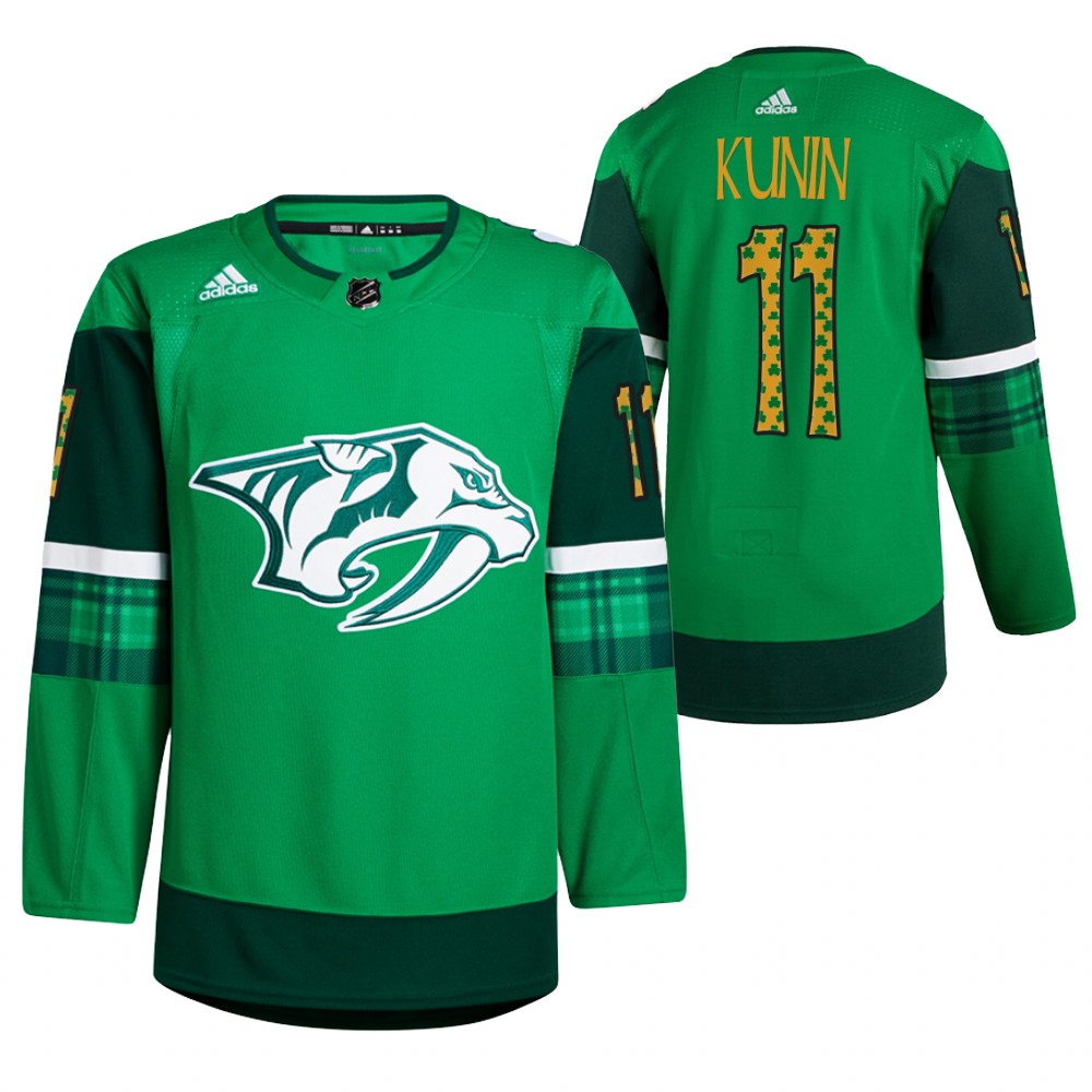 Luke Kunin Predators St. Patricks Day Jersey Green Warm-Up
