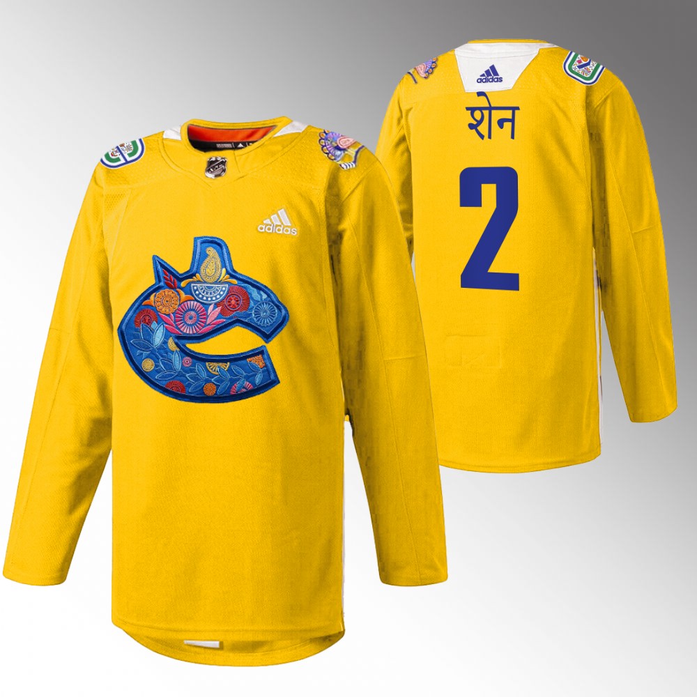 Luke Schenn Canucks Diwali Night Jersey Yellow Warmup