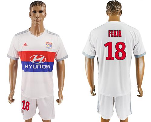 Lyon #18 Fekir Home Soccer Club Jersey
