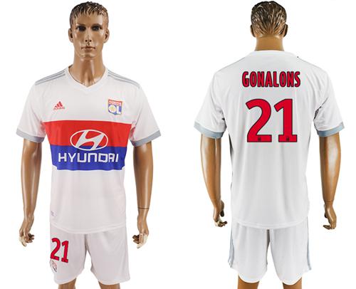 Lyon #21 Gonalons Home Soccer Club Jersey