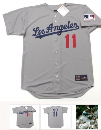 MANNY MOTA Los Angeles Dodgers 1969 Majestic Throwback Away Baseball Jersey
