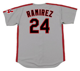 MANNY RAMIREZ Cleveland Indians 1993 Majestic Throwback Away Baseball Jersey