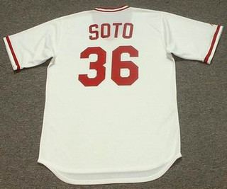 MARIO SOTO Cincinnati Reds 1984 Majestic Cooperstown Home Baseball Jersey