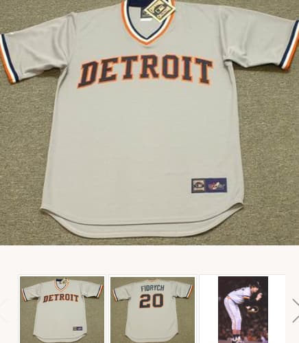 MARK FIDRYCH Detroit Tigers 1976 Away Majestic Throwback Baseball Jersey
