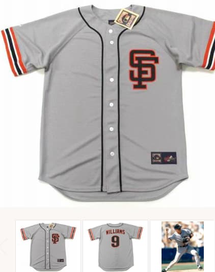 MATT WILLIAMS San Francisco Giants 1989 Majestic Cooperstown Away Baseball Jersey