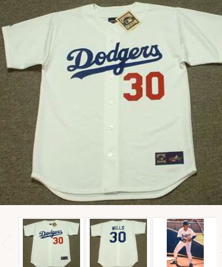 MAURY WILLS Los Angeles Dodgers 1960's Majestic Cooperstown Throwback Home Jersey